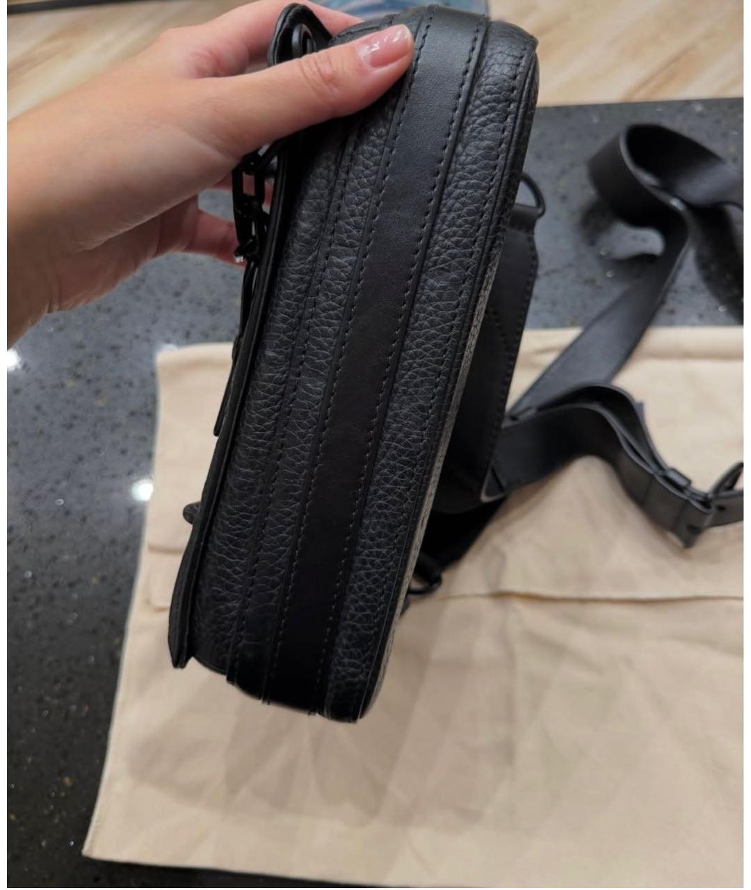 LOUIS VUITTON Черная кожаная сумка на плечо, фото 3