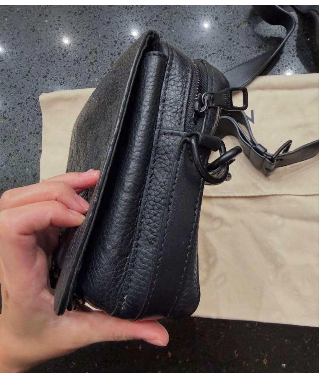 LOUIS VUITTON Черная кожаная сумка на плечо, фото 2