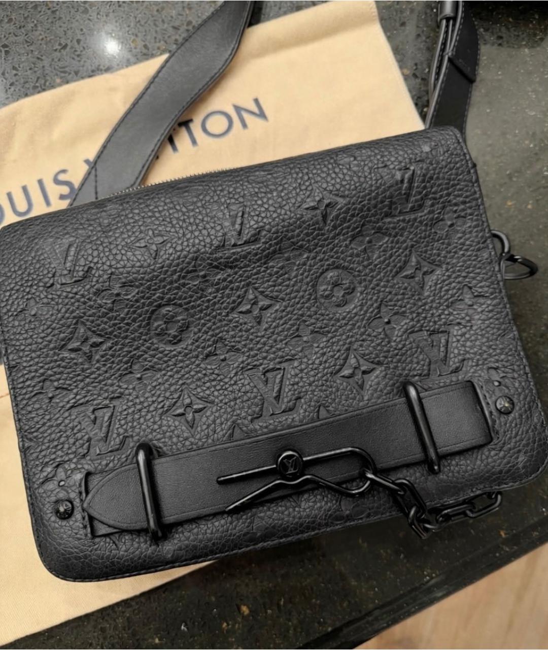LOUIS VUITTON Черная кожаная сумка на плечо, фото 5