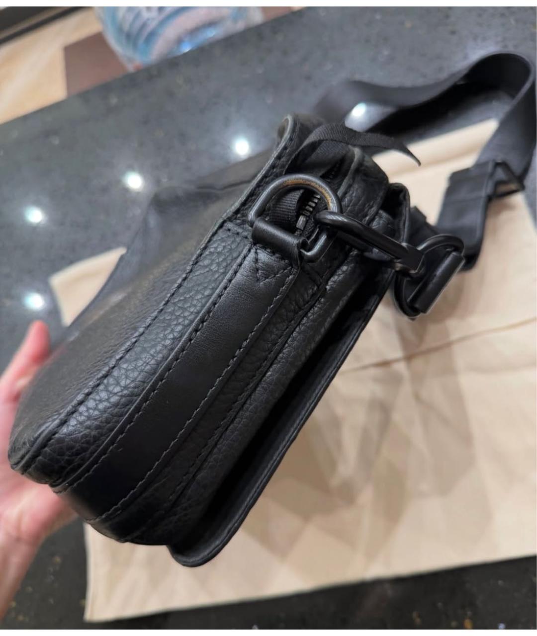 LOUIS VUITTON Черная кожаная сумка на плечо, фото 4