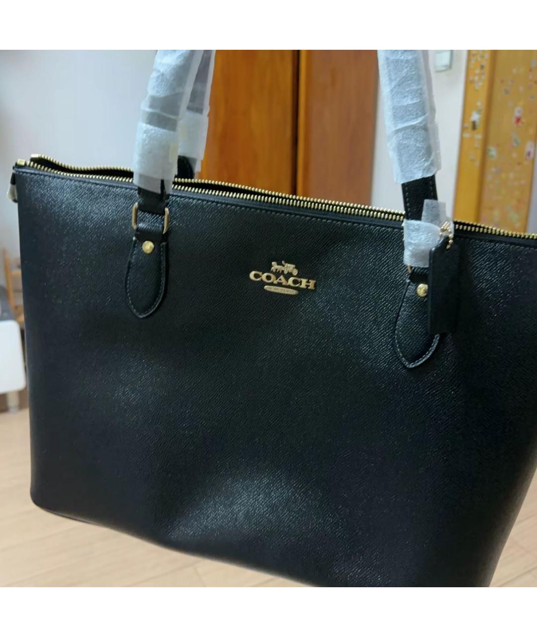 COACH Черная кожаная сумка тоут, фото 8