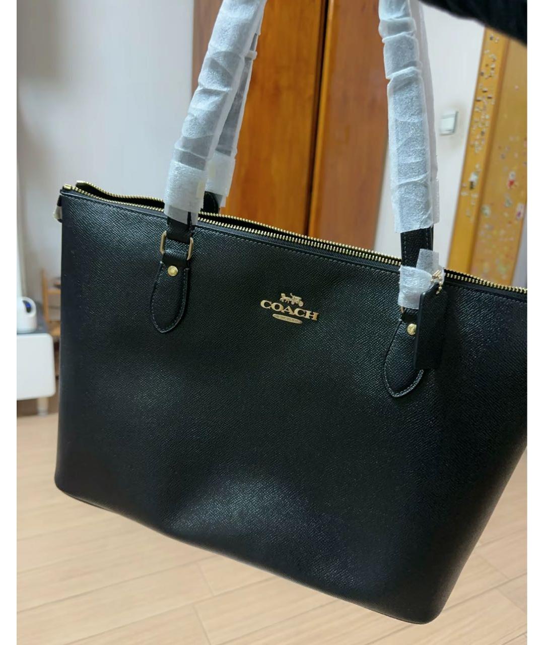 COACH Черная кожаная сумка тоут, фото 6
