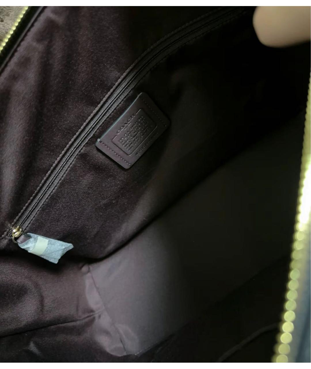 COACH Черная кожаная сумка тоут, фото 7