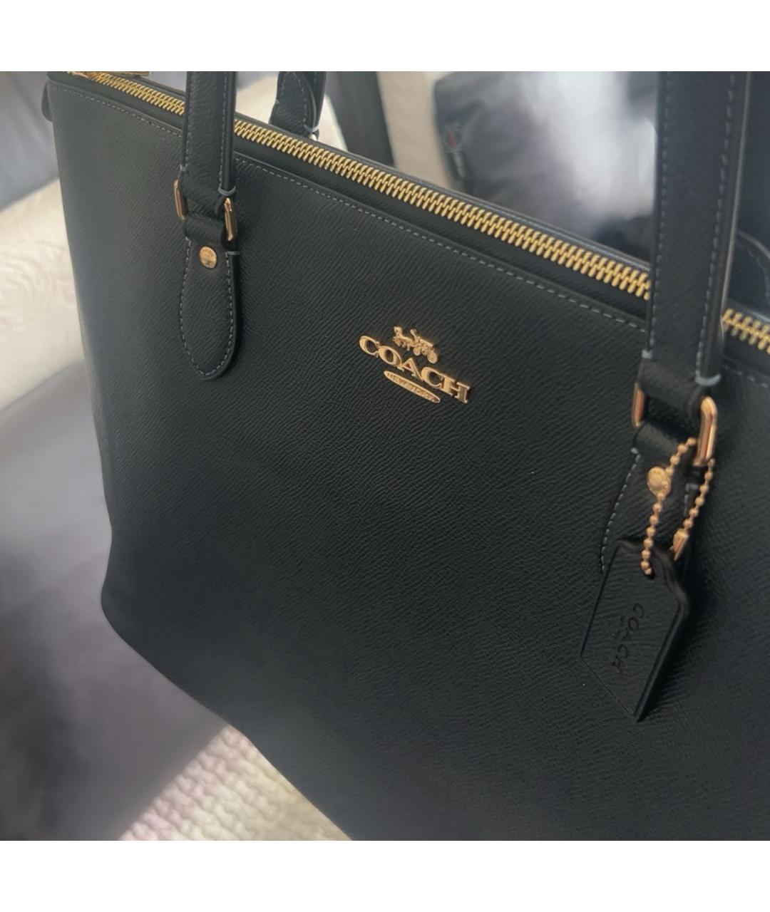 COACH Темно-синяя кожаная сумка тоут, фото 6