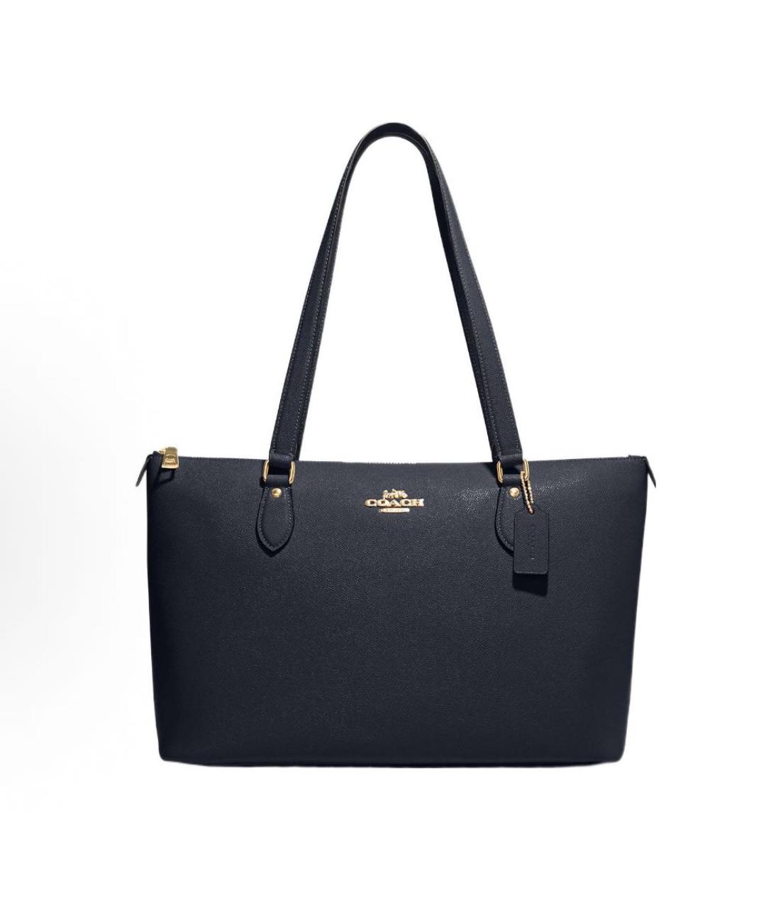 COACH Темно-синяя кожаная сумка тоут, фото 8