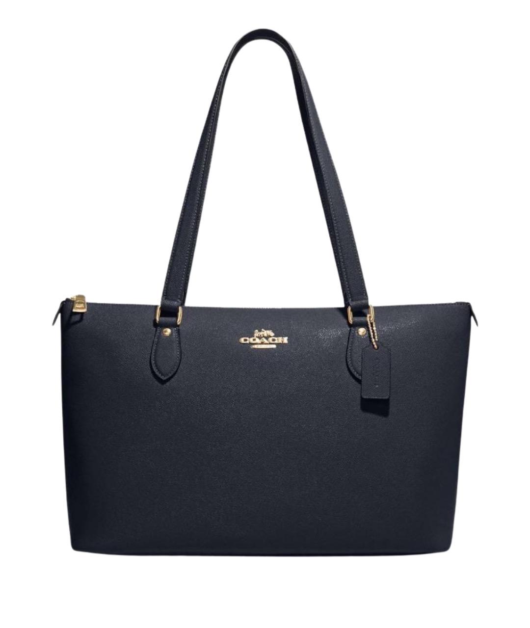 COACH Темно-синяя кожаная сумка тоут, фото 1