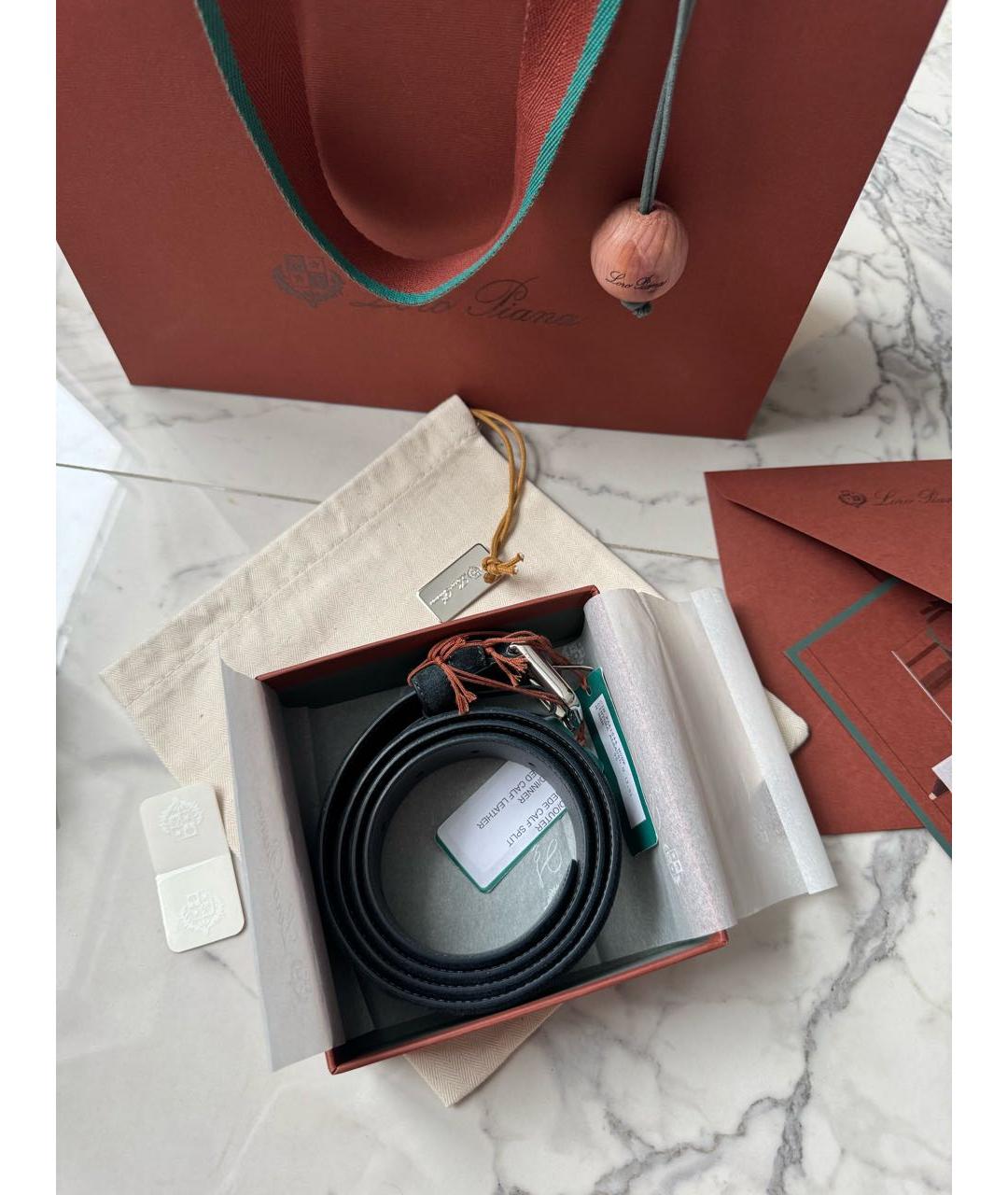 LORO PIANA Синий замшевый ремень, фото 7