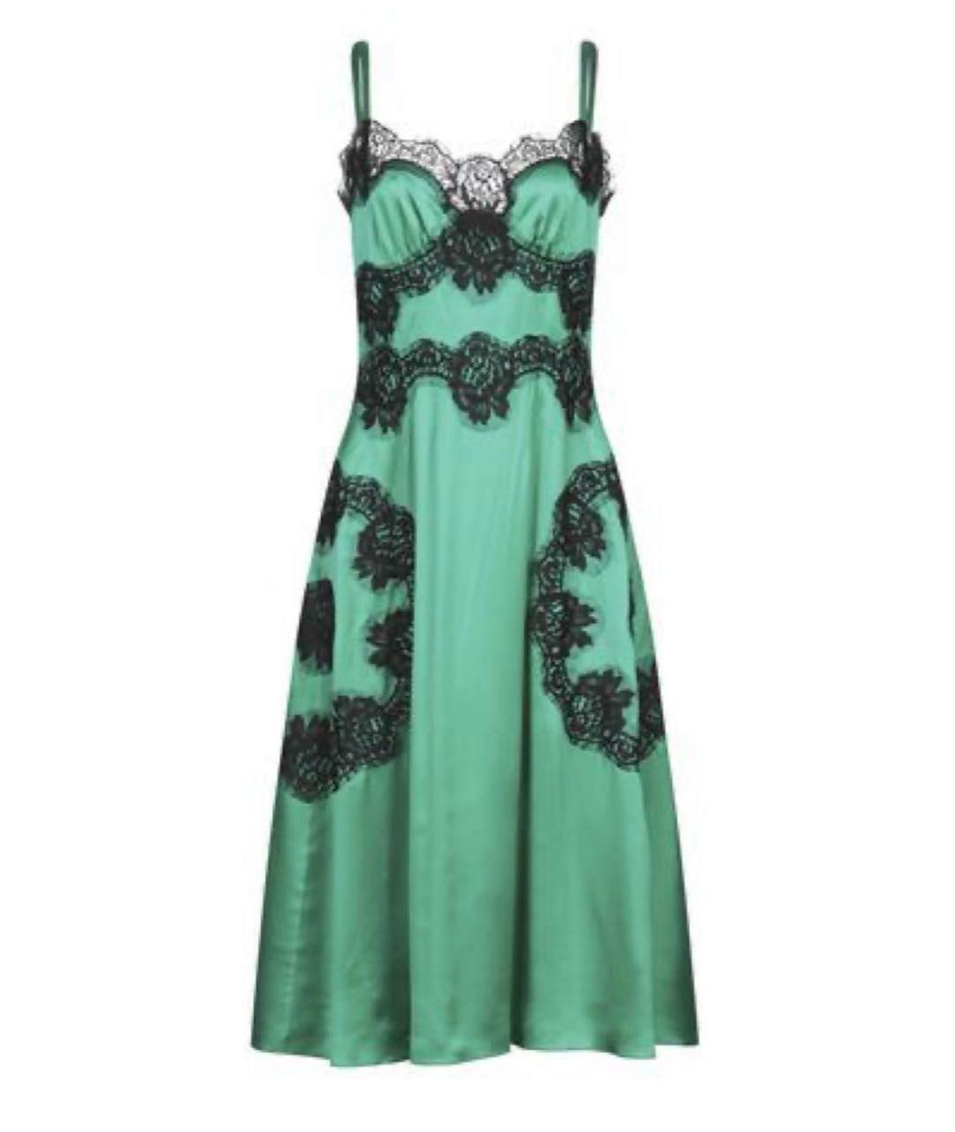 DOLCE&GABBANA Зеленые шелковое коктейльное платье, фото 5