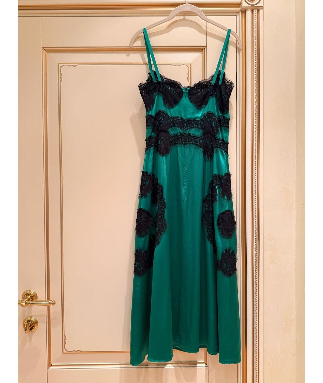 DOLCE&GABBANA Зеленые шелковое коктейльное платье, фото 2