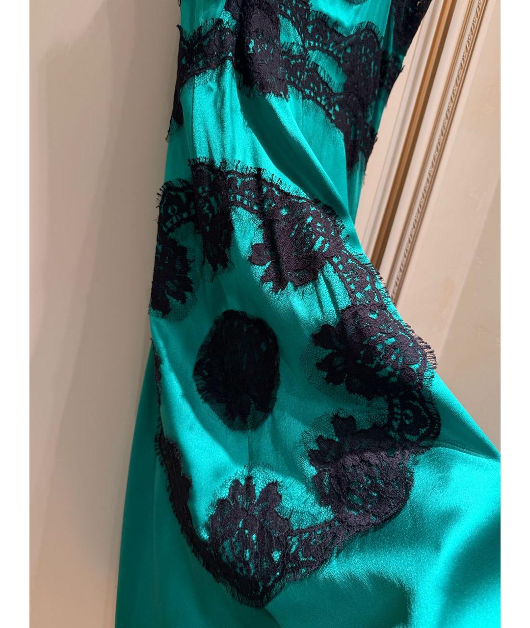 DOLCE&GABBANA Зеленые шелковое коктейльное платье, фото 4