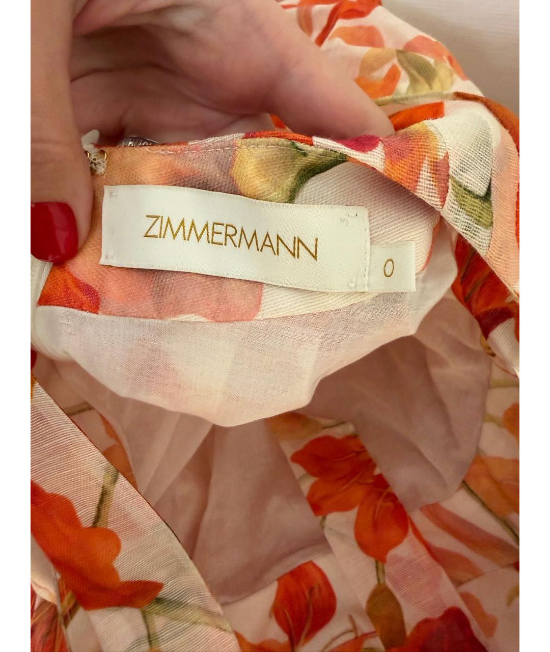 ZIMMERMANN Красное льняное коктейльное платье, фото 3