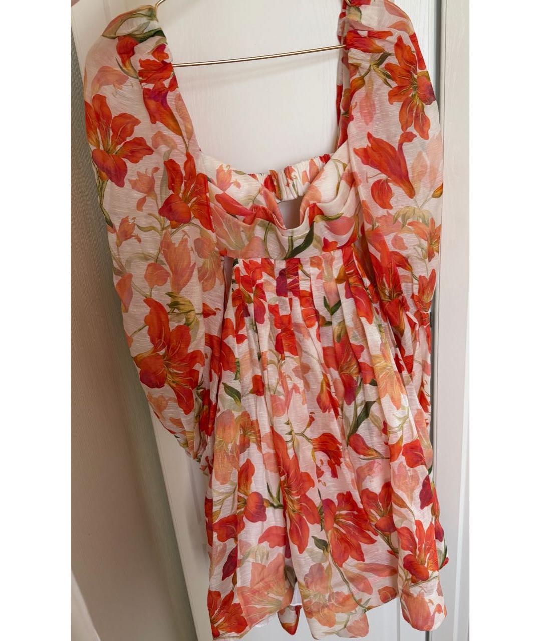 ZIMMERMANN Красное льняное коктейльное платье, фото 4