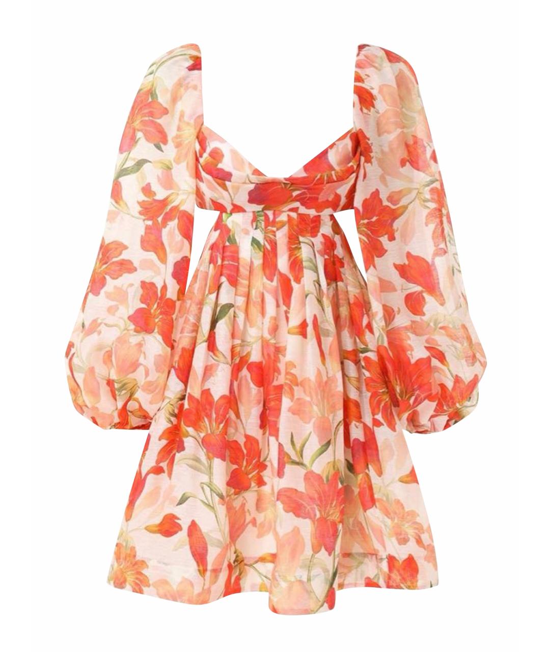 ZIMMERMANN Красное льняное коктейльное платье, фото 1