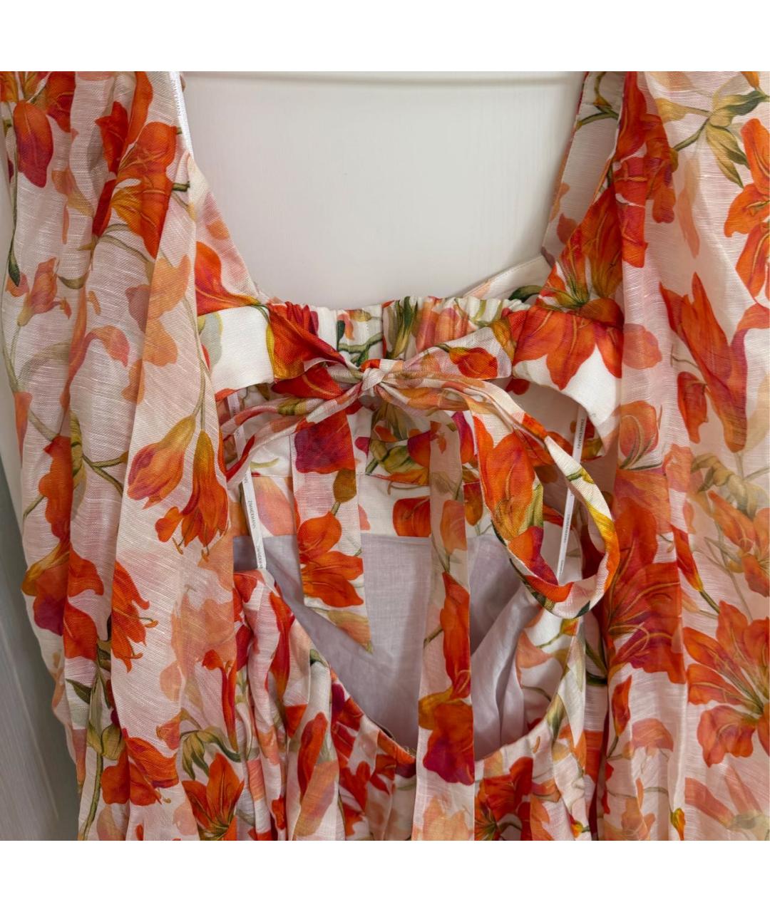 ZIMMERMANN Красное льняное коктейльное платье, фото 2