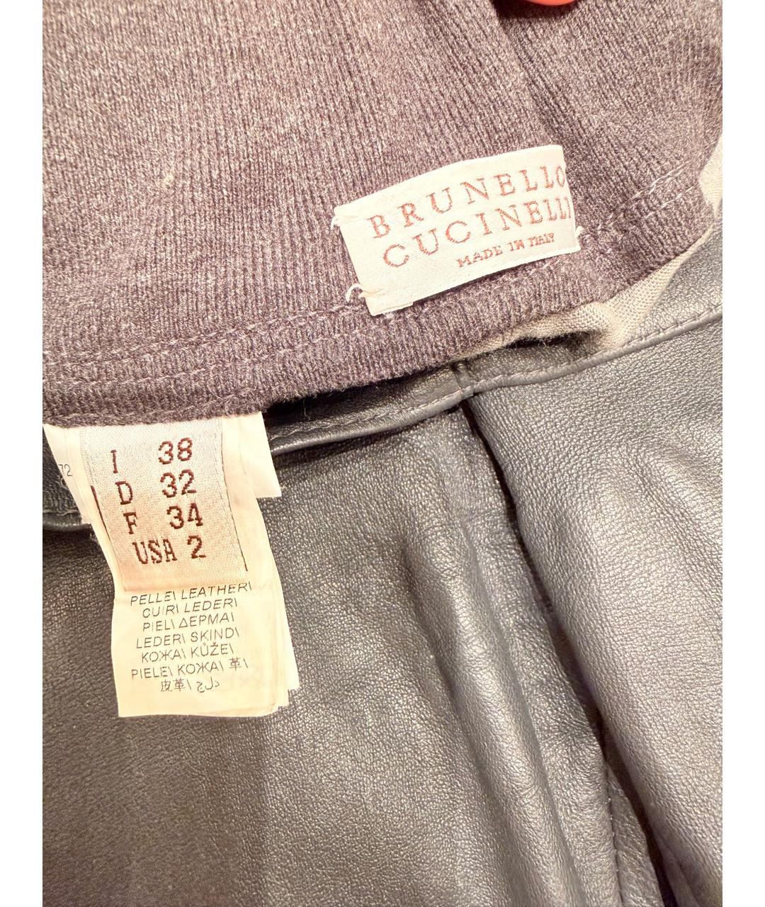 BRUNELLO CUCINELLI Кожаные леггинсы и велосипедки, фото 4