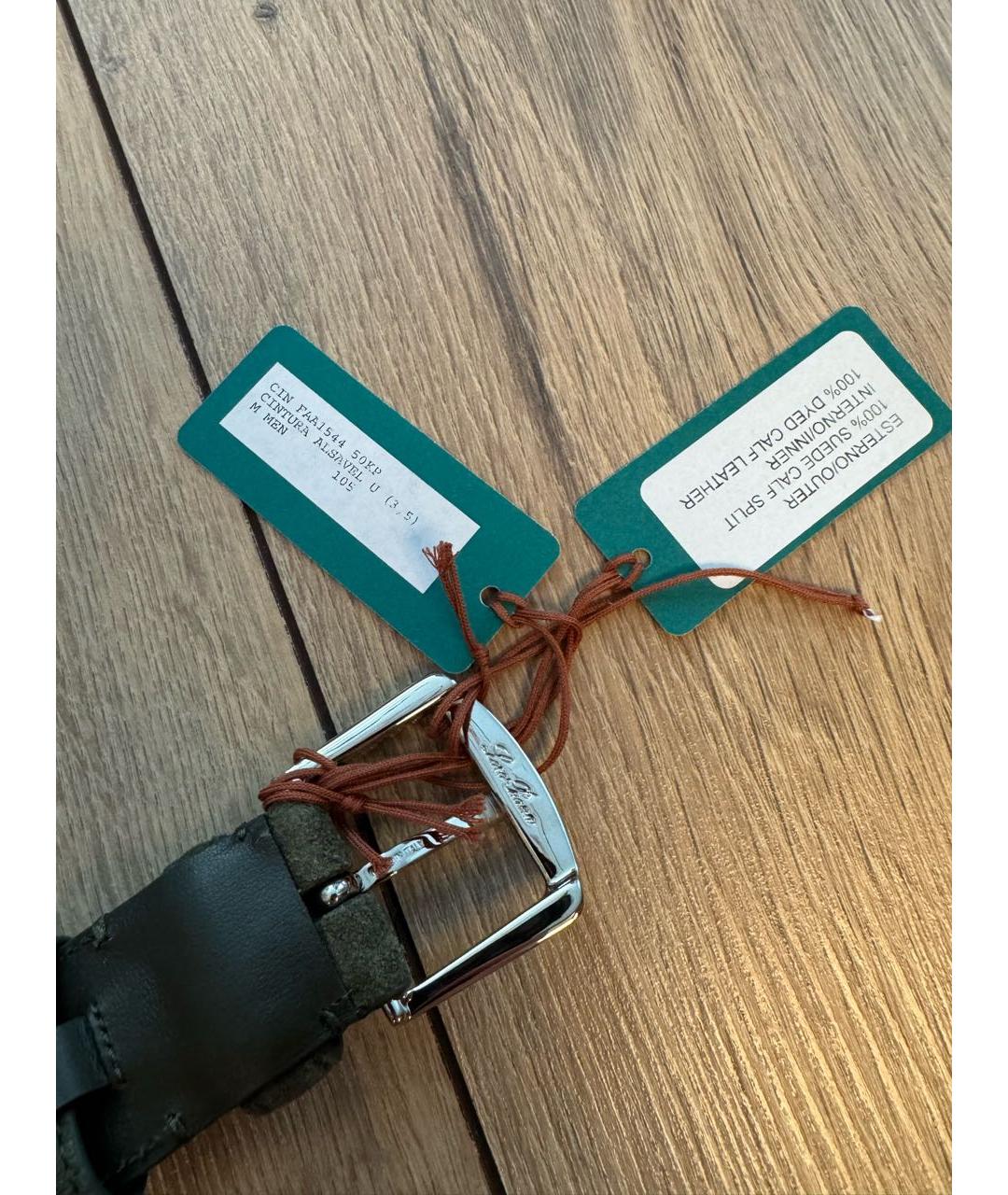 LORO PIANA Хаки замшевый ремень, фото 5
