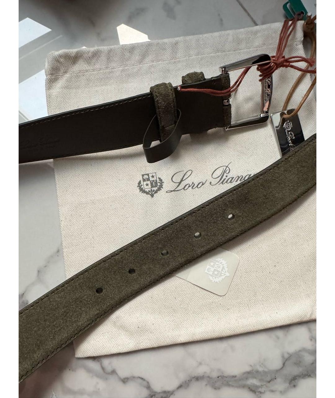 LORO PIANA Хаки замшевый ремень, фото 4