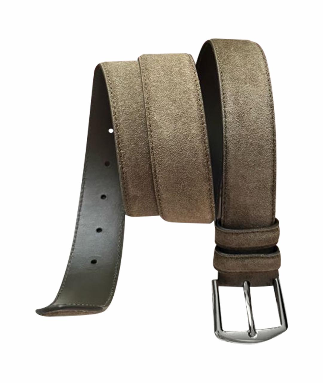 LORO PIANA Хаки замшевый ремень, фото 1
