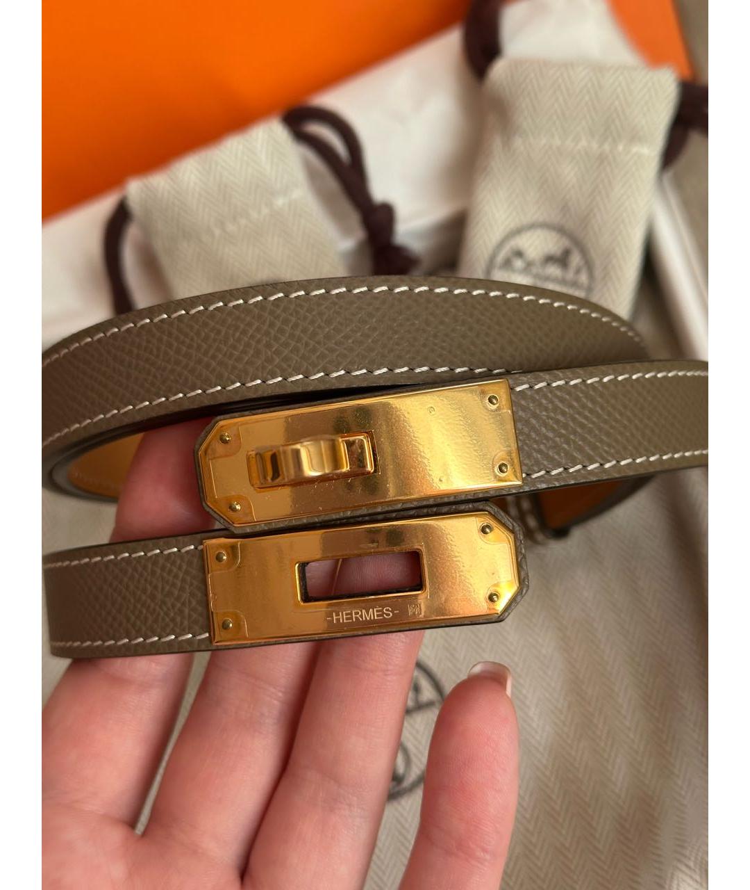 HERMES Бежевый кожаный ремень, фото 2