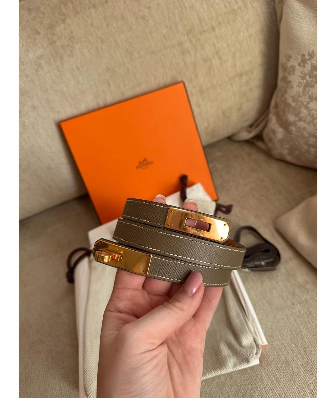 HERMES Бежевый кожаный ремень, фото 7