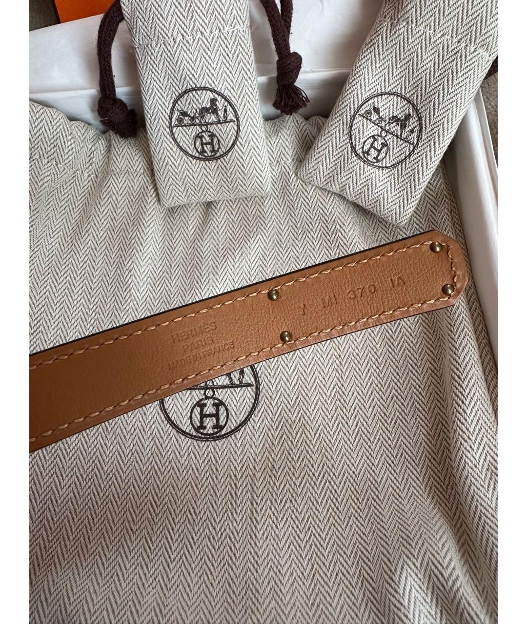 HERMES Бежевый кожаный ремень, фото 6