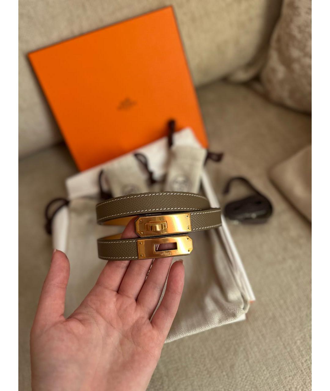 HERMES Бежевый кожаный ремень, фото 8