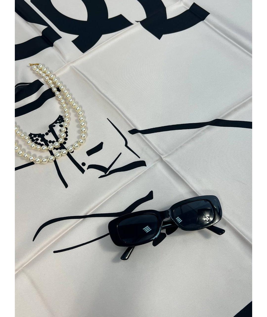 CHANEL Бежевый шелковый платок, фото 6