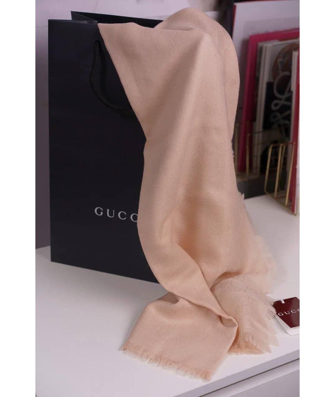 GUCCI Розовый шерстяной платок, фото 4