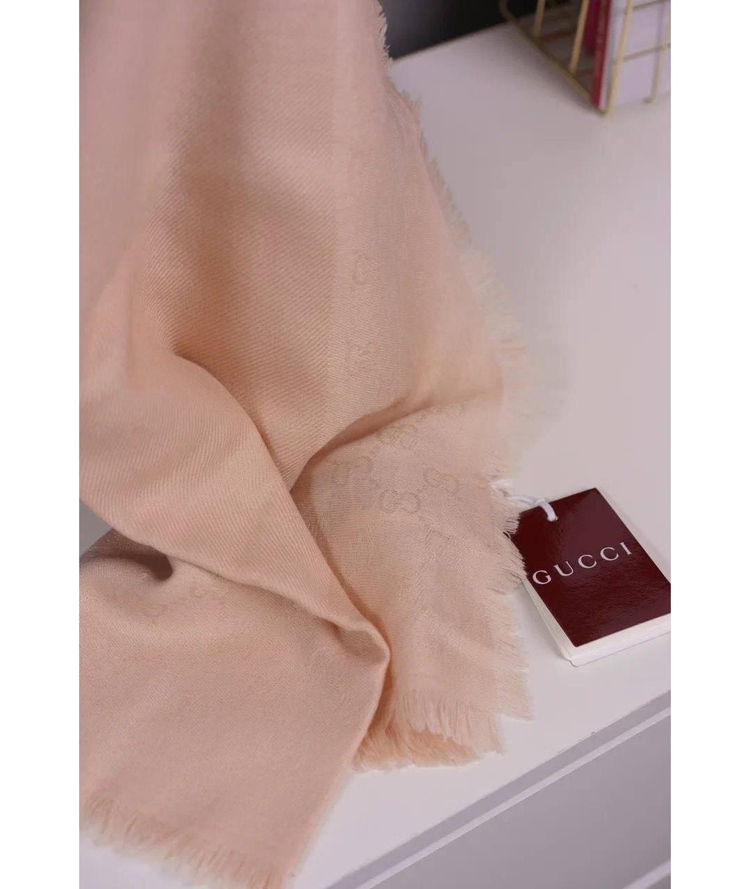 GUCCI Розовый шерстяной платок, фото 5