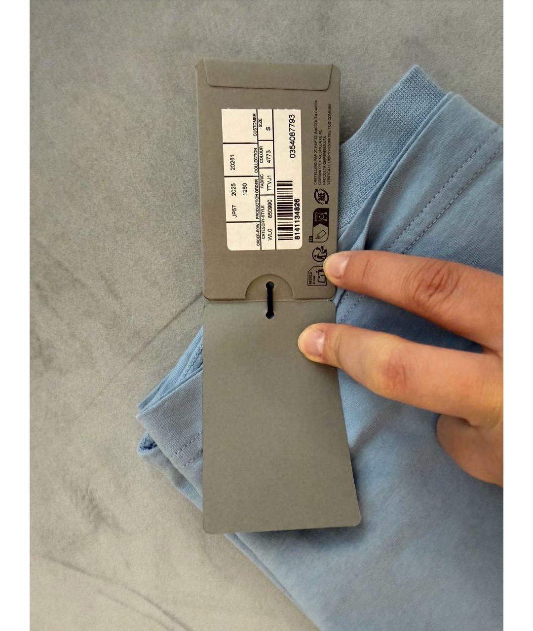 BALENCIAGA Голубая хлопковая футболка, фото 4