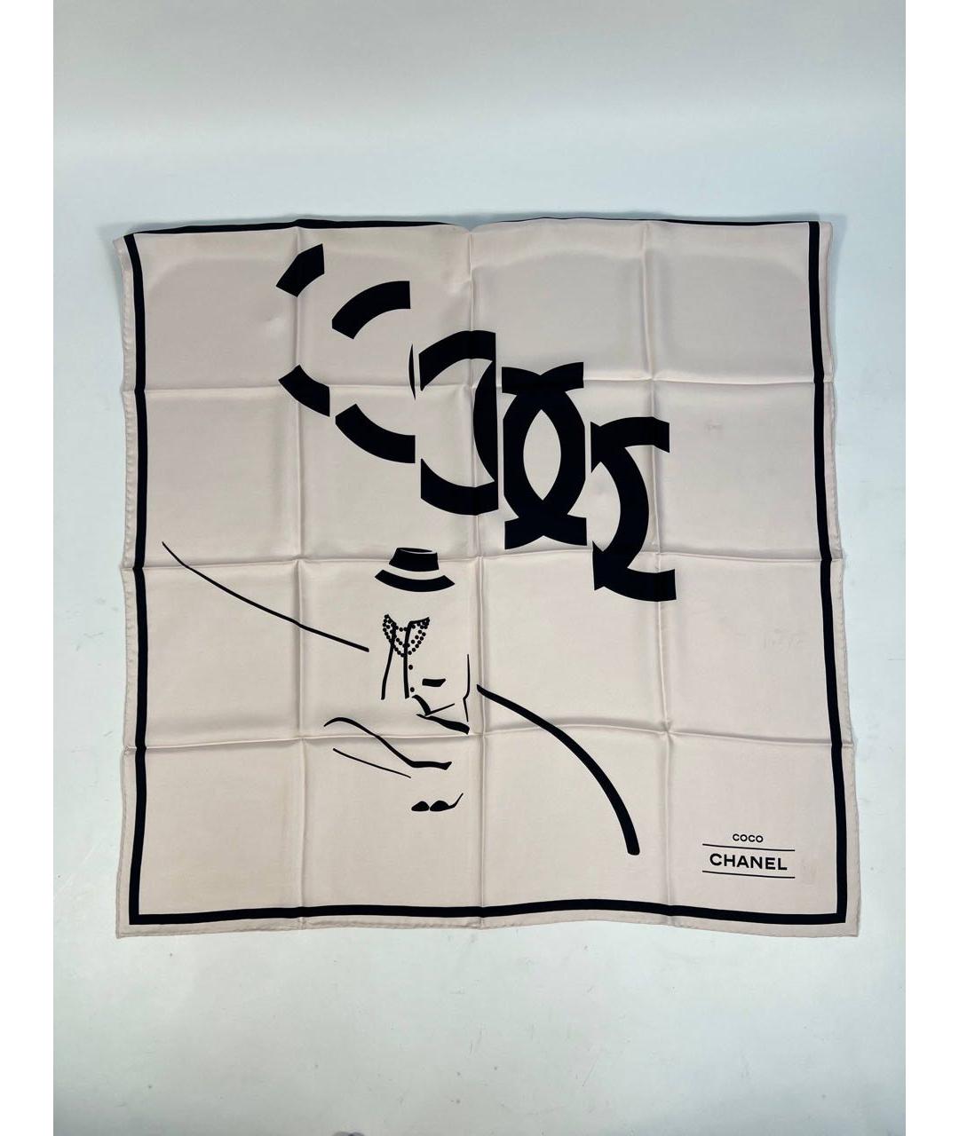 CHANEL Бежевый шелковый платок, фото 8