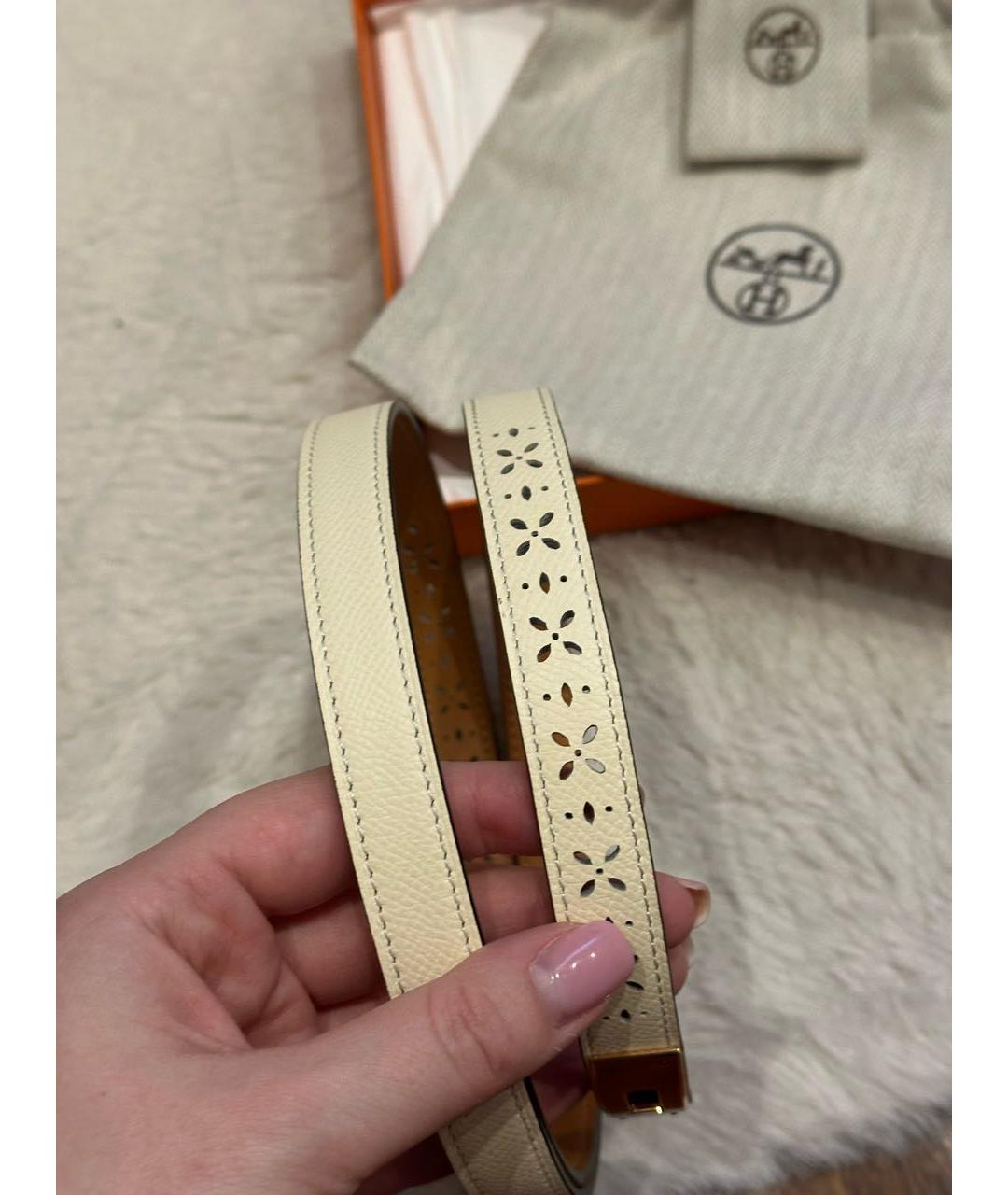 HERMES Бежевый кожаный ремень, фото 4