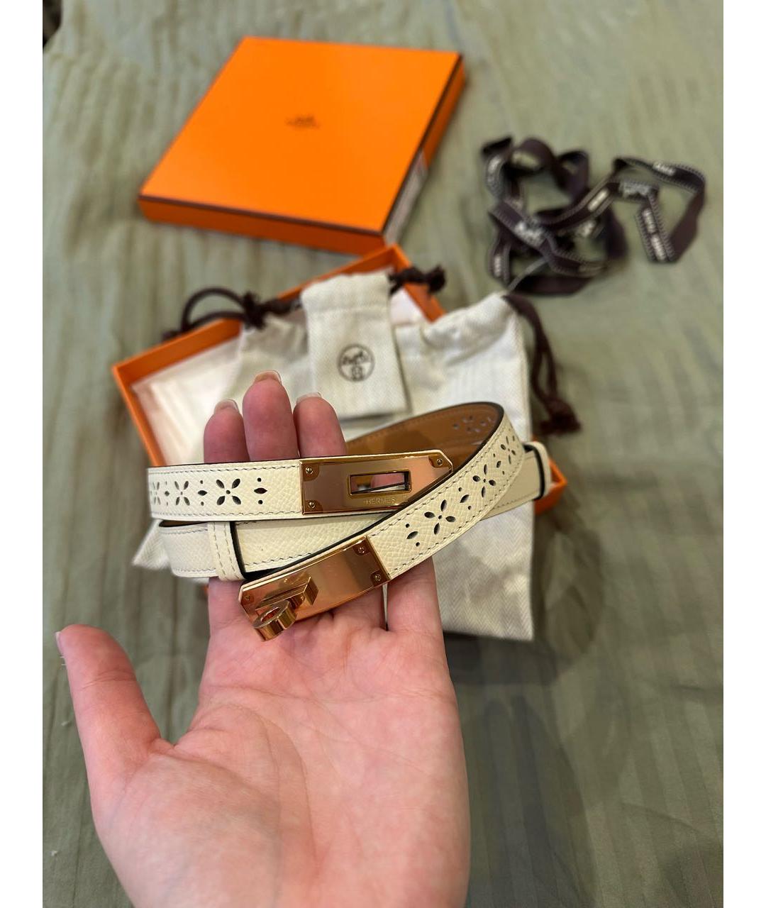 HERMES Бежевый кожаный ремень, фото 8