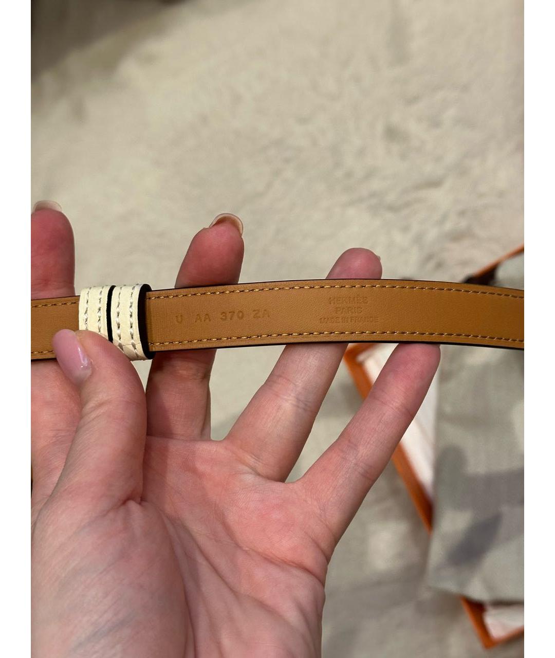 HERMES Бежевый кожаный ремень, фото 6
