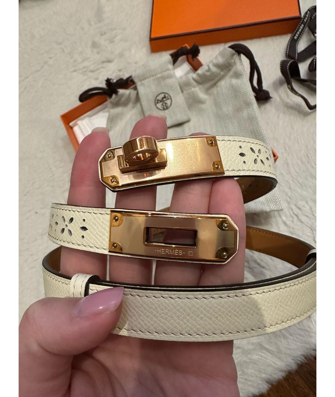 HERMES Бежевый кожаный ремень, фото 2