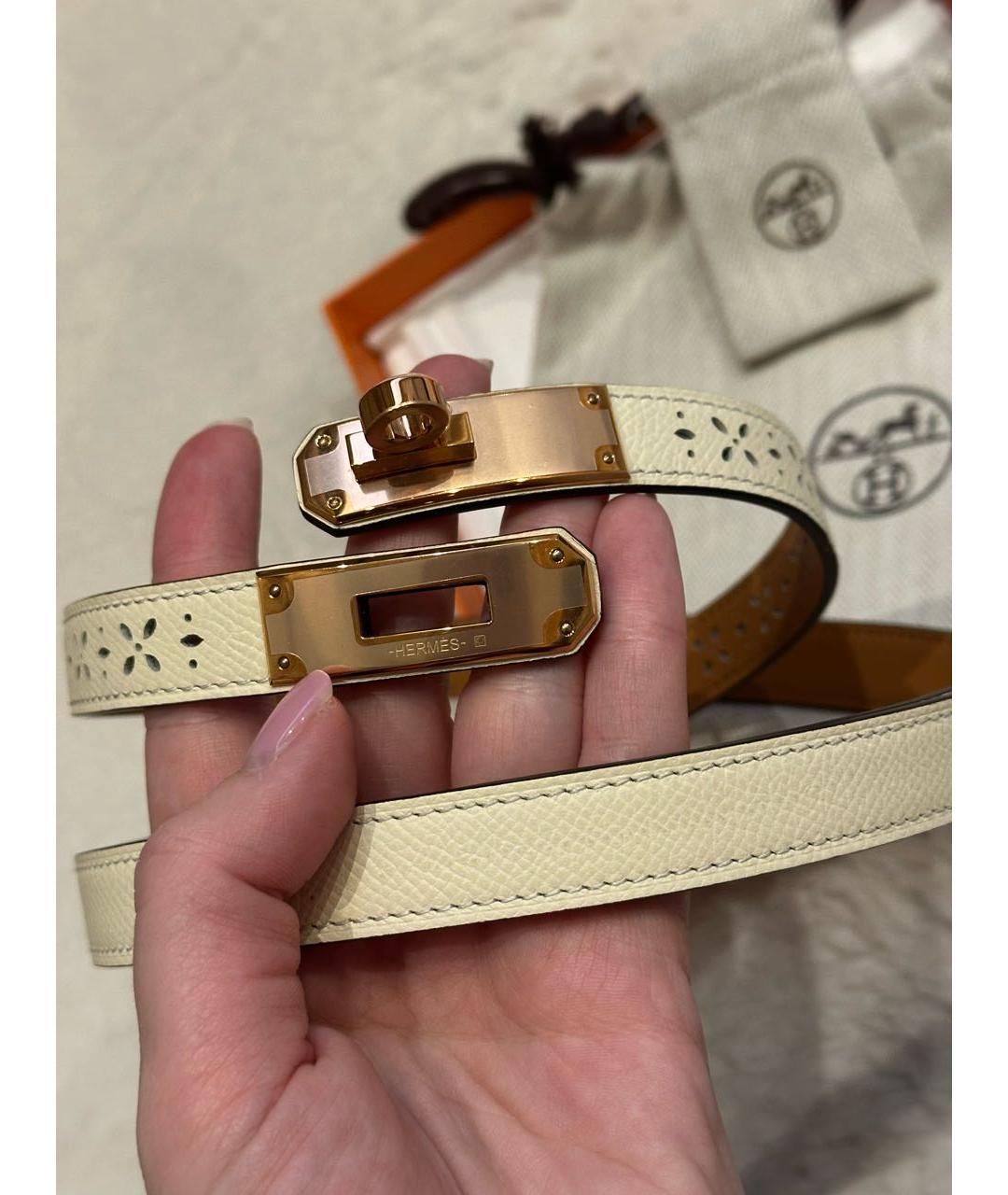 HERMES Бежевый кожаный ремень, фото 3