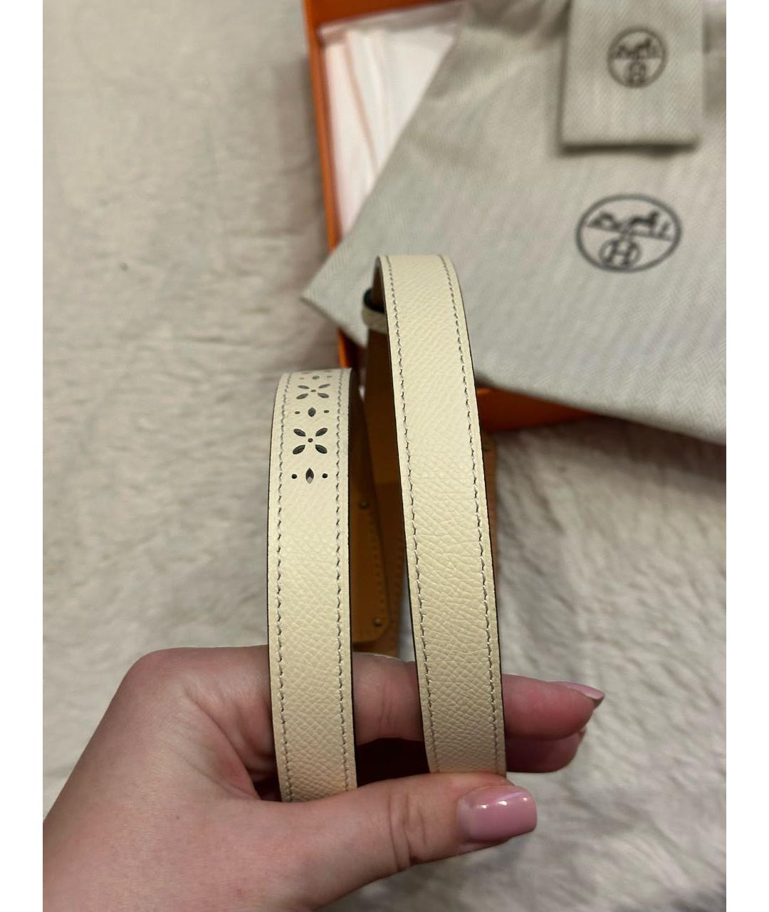 HERMES Бежевый кожаный ремень, фото 5
