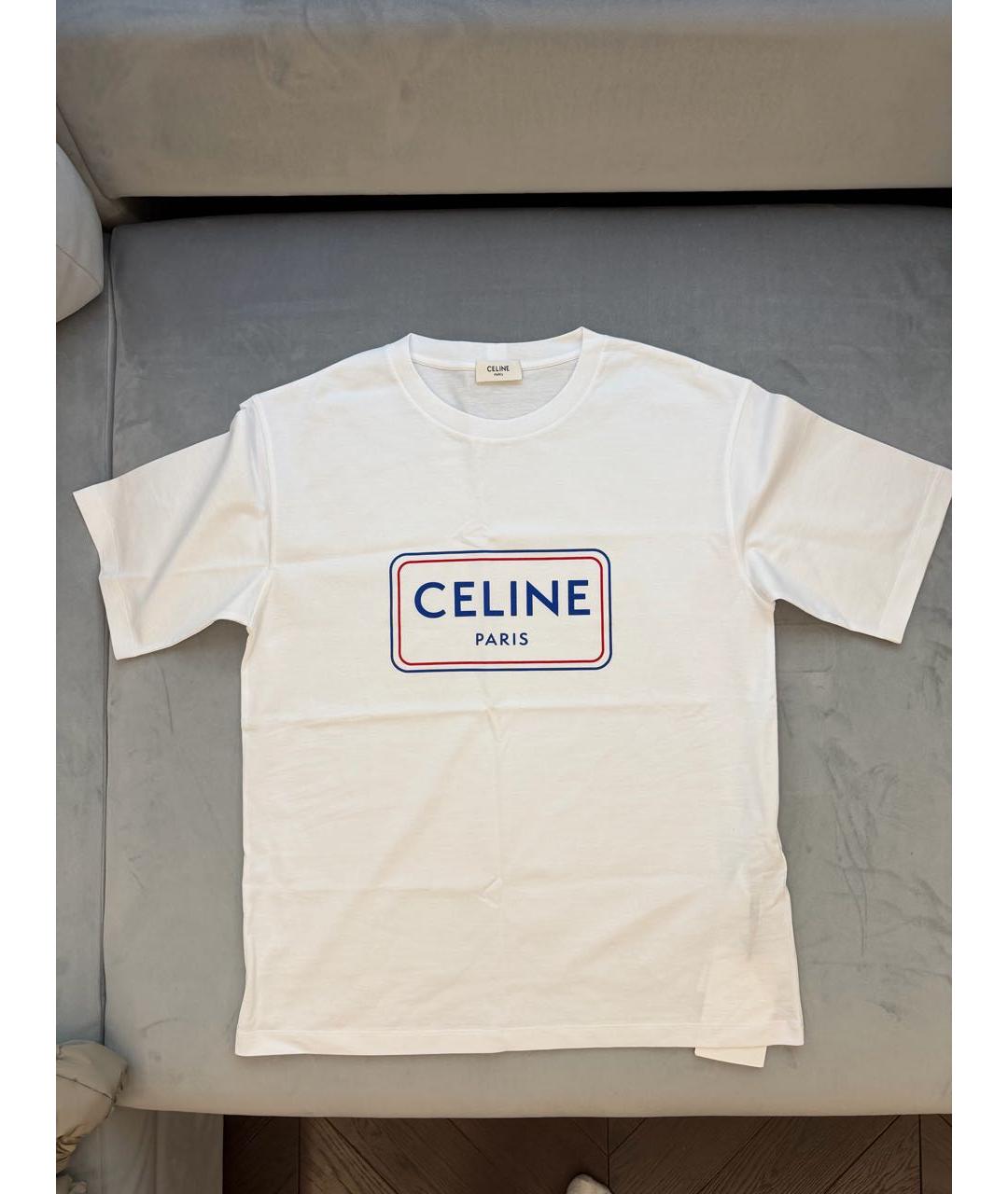 CELINE Белая хлопковая футболка, фото 4