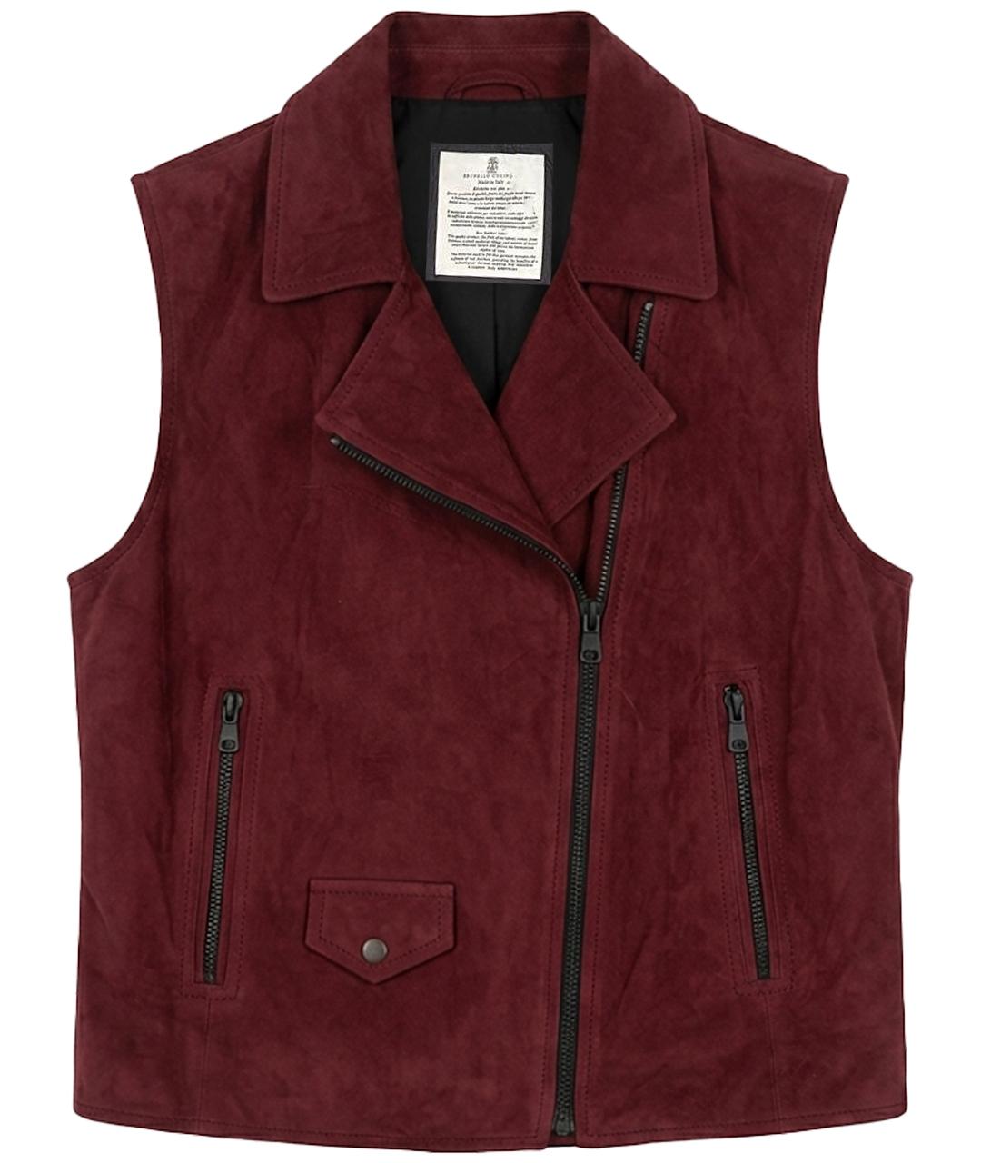 BRUNELLO CUCINELLI Бордовый замшевый жилет, фото 1