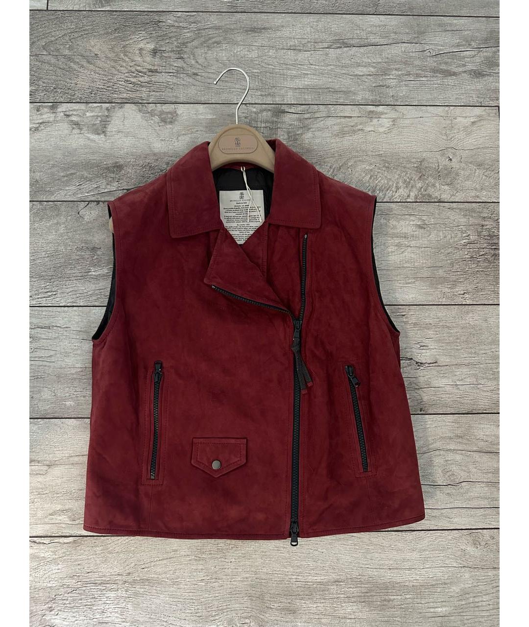 BRUNELLO CUCINELLI Бордовый замшевый жилет, фото 8