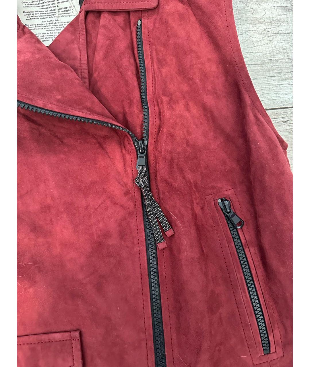 BRUNELLO CUCINELLI Бордовый замшевый жилет, фото 3