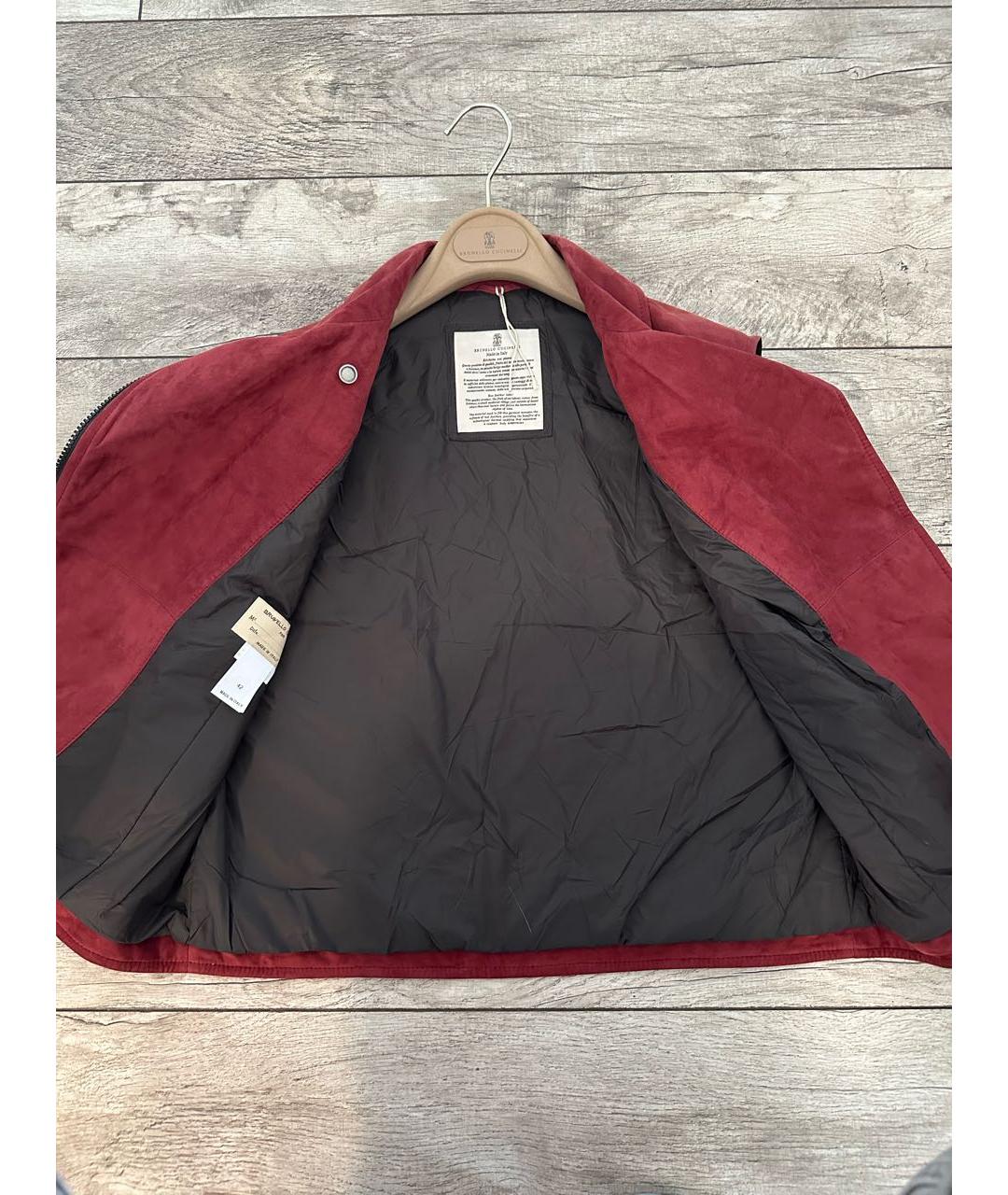 BRUNELLO CUCINELLI Бордовый замшевый жилет, фото 4