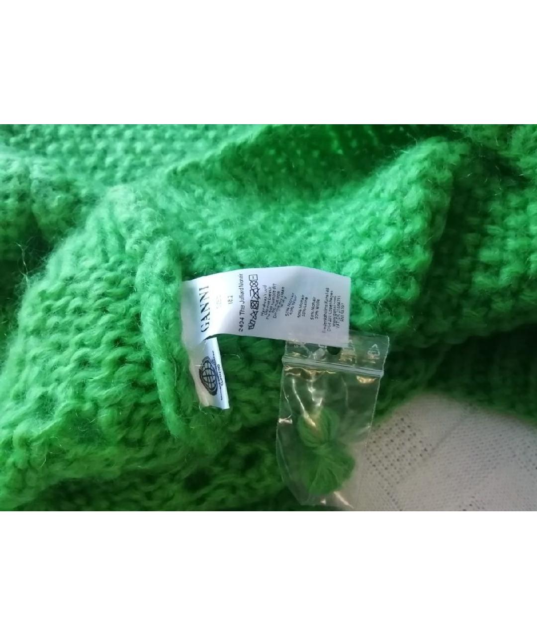 GANNI Зеленый шерстяной джемпер / свитер, фото 4