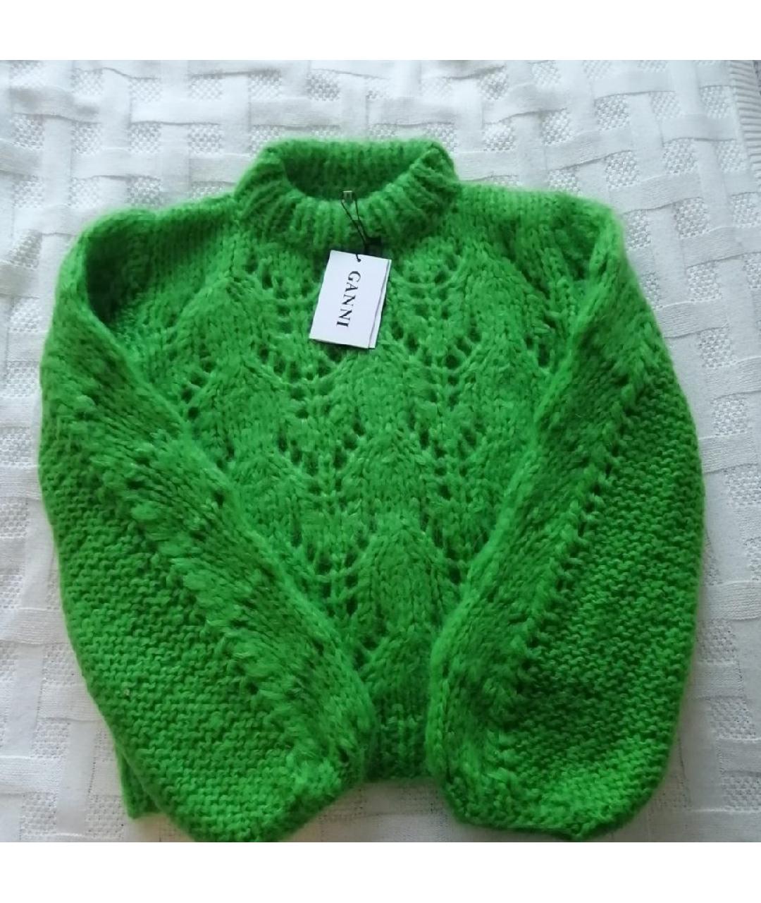 GANNI Зеленый шерстяной джемпер / свитер, фото 2