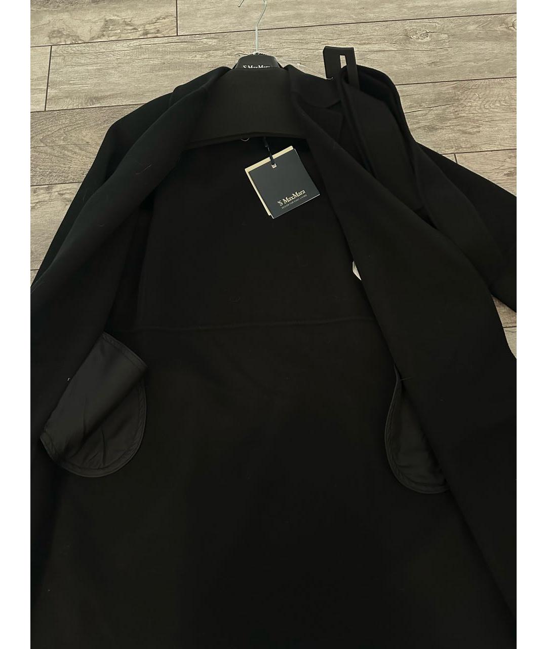 'S MAX MARA Черное шерстяное пальто, фото 4