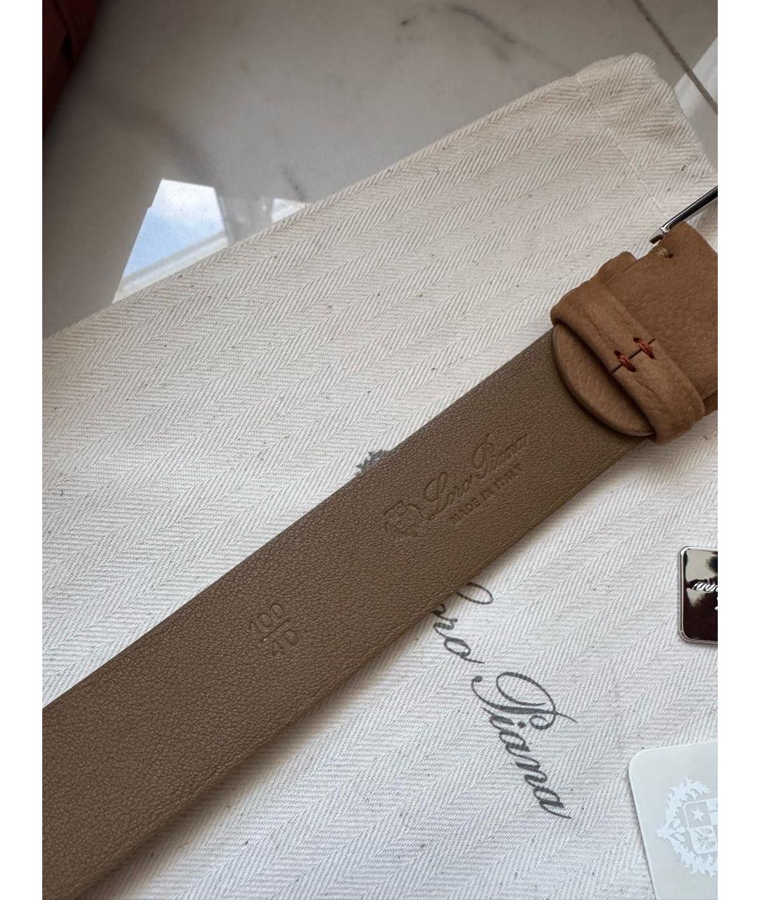 LORO PIANA Коричневый кожаный ремень, фото 3