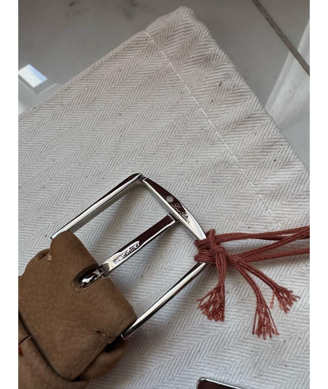 LORO PIANA Коричневый кожаный ремень, фото 4