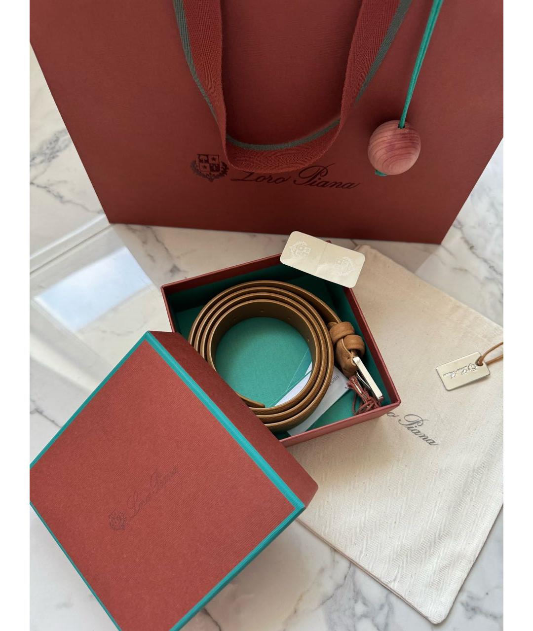 LORO PIANA Коричневый кожаный ремень, фото 7