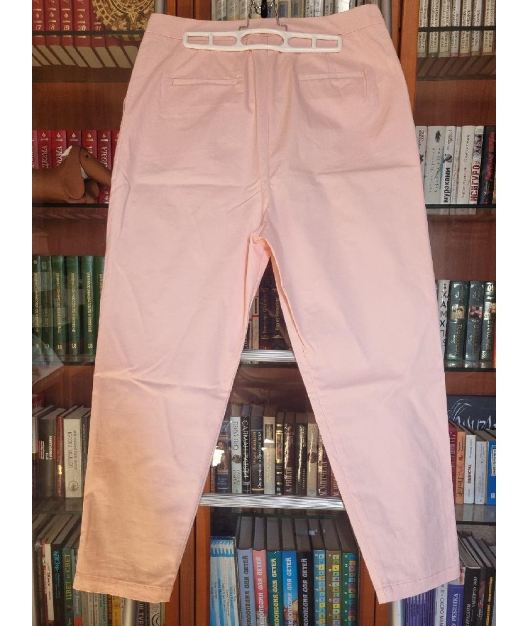 LOVE MOSCHINO Розовые хлопко-эластановые прямые брюки, фото 2