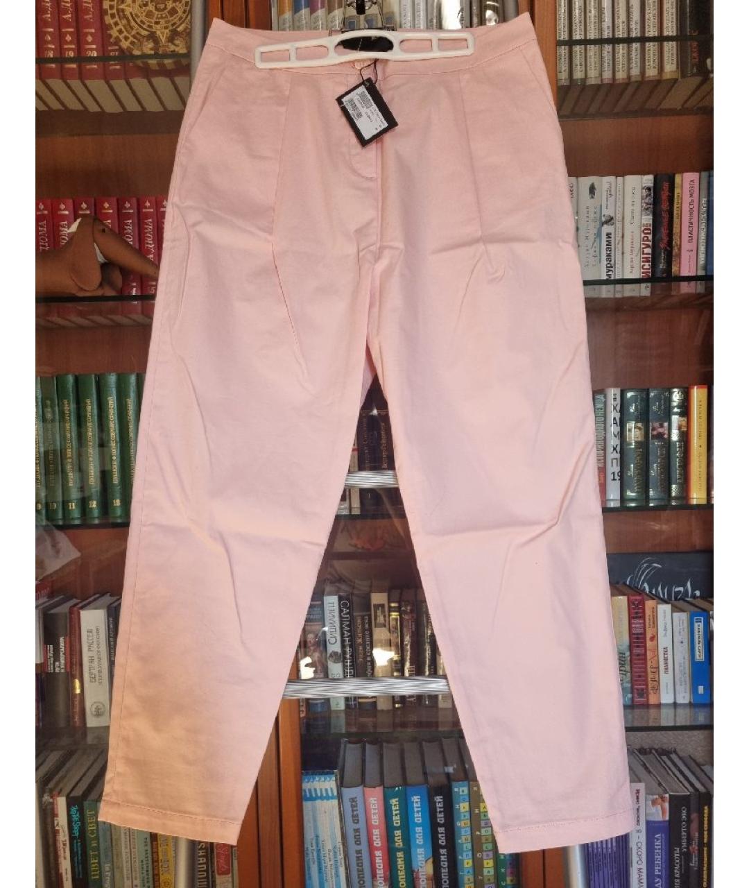 LOVE MOSCHINO Розовые хлопко-эластановые прямые брюки, фото 7